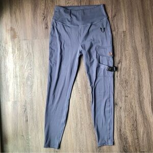 Firm Abs Leggings Women XL Grey Blue Cargo Pants Fitness Stretch Athleisure